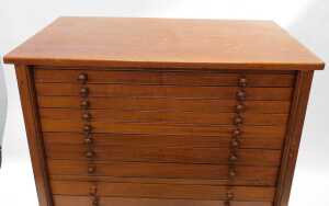 A 19thC mahogany specimen cabinet, of twenty graduated drawers, with side locks, on a... - 3