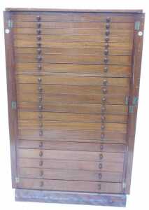 A 19thC mahogany specimen cabinet, of twenty graduated drawers, with side locks, on a... - 4