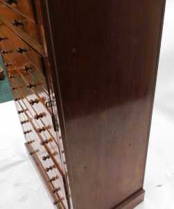 A 19thC mahogany specimen cabinet, of twenty graduated drawers, with side locks, on a... - 8