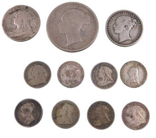 Various coins, GB Victorian low-denomination, various, approx 34g.