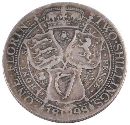 A Victorian silver two shilling 1898.
