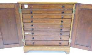 An early 20thC painted pine specimen cabinet, the drawers of differing sizes, fronted by... - 3