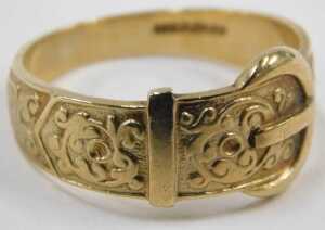 A 9ct gold buckle ring, London 1973, ring size S&frac12;, 4.7g. - 2