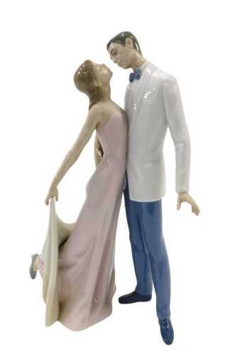 A Lladro figure group Happy Anniversary, original cost &pound;205, 29cm high, boxed.