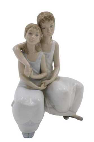 A Lladro figure group My Sister My Friend, 26cm high, boxed.