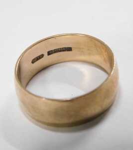 A 9ct rose gold wedding band, of plain design, 7mm width, Birmingham, ring size R, 5.5g. - 2
