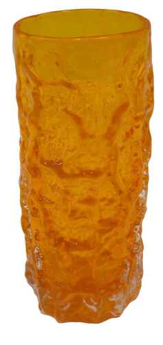 A 1960s Whitefriars Baxter design bark vase, in orange, 20cm high.