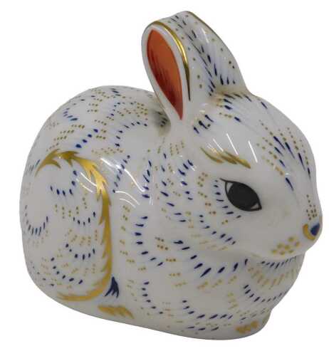 A Royal Crown Derby Collector's Guild paperweight figure Bunny, gilt stopper, 7cm high.