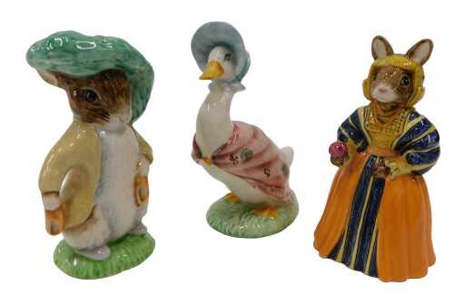 A Royal Albert Beatrix Potter figure Jemima Puddle-Duck, 11cm high, another Benjamin Bunny, and...