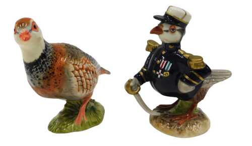 A Beswick figure The Frenchman, 13cm high, marked John Beswick, and another, Partridge. (2)