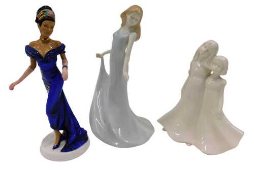 Various Royal Worcester and other figures, Moments, Moments For You, 28cm high, and Royal...