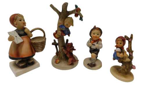 Various Goebel Hummel figures, Boy Hiker, 11cm high, Culprits, girl with basket, and miniature...