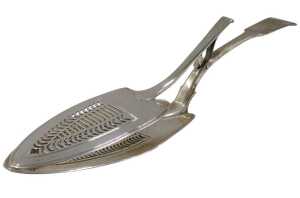 A pair of late George III silver asparagus tongs, by William Knight, fiddle pattern pierced...