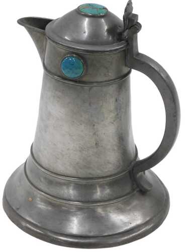 A late 19thC Arts & Crafts pewter tankard, by Collingwood & Sons Middlebrough Sunderland, the...