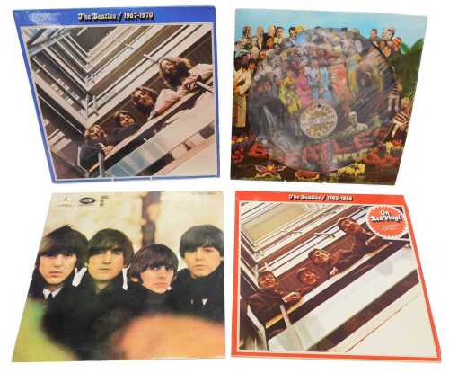 Records, The Beatles, Blue album, Red album, Beatles for Sale, stereo, Sgt. Pepper's Lonely...