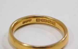 A 22ct gold wedding band, of plain design, 4mm width, Birmingham 1968, ring size M&frac12;, 5g. - 2