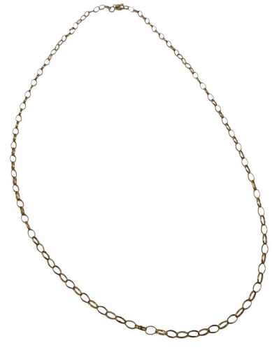 A fine curb link neck chain, yellow metal stamped 375, 52cm long, 3.5g. (AF)