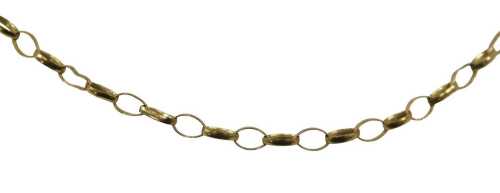 A curb link neck chain, yellow metal stamped 375, 42cm long, 1.6g.