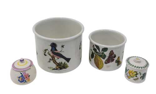 A Portmeirion jardiniere, Birds of Britain pattern, 17cm high, another with butterflies, Poole...