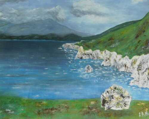 L A H (20thC). Coastal view, oil, initialled, 40cm x 49cm.