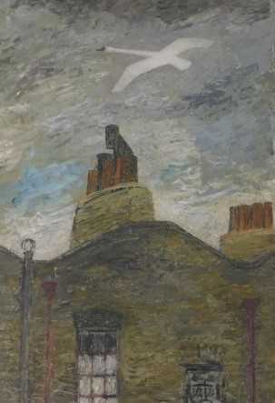 Ursula Edgcumbe (1900-1985). Chimney Tops, oil on board, 50.5cm x 35cm.