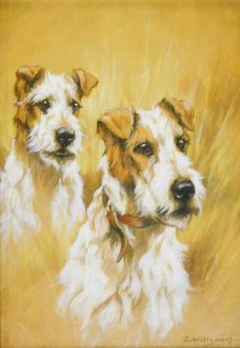 Glynn Williams (20thC School). Fox Terriers, oil on panel, 14cm x 10cm, in a wooden frame,...