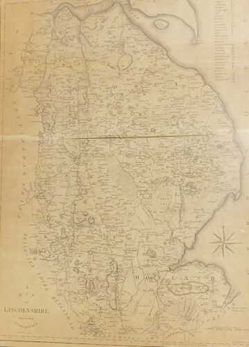 J Cary. A map of Lincolnshire from the Beft, 55cm x 40cm, framed and glazed. (AF)