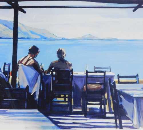 After David Farrant. Tivala in the Bay, signed and titled in pencil to margin, 42cm x 50cm, framed and glazed.