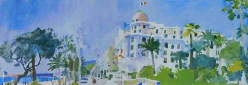 Alexander Gaudie (b1933). Hotel Negresco, coloured limited edition print, 31cm x 79cm.
