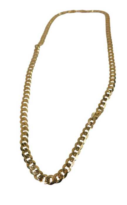 A 9ct gold flattened curb link neck chain, 48cm long, 14.8g.