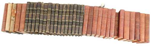 Various part leather bound copies of The Antiquary magazine, late 19thC onwards.