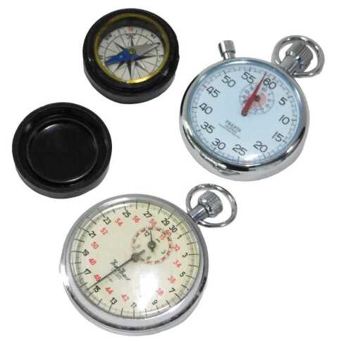 A Hanhert chrome plated stopwatch, Arabic dial, a further Presta Super stopwatch, and a pocket...