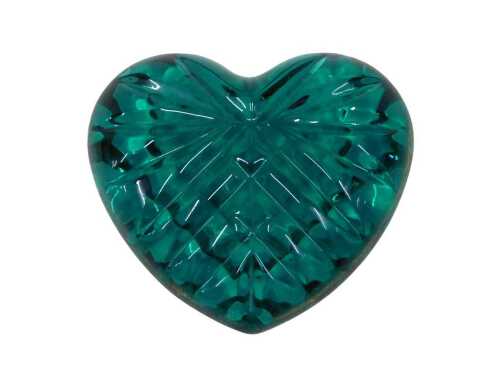 A Waterford crystal heart shaped Christmas decoration, in green, 8cm wide, boxed.