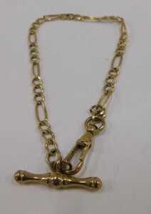 A 9ct gold figaro link bracelet, with clip and clasp, 16cm long, 2.1g. - 3