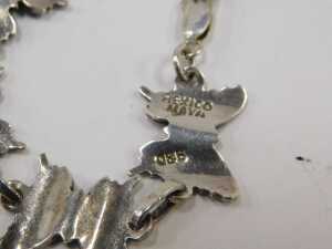 A Mexican butterfly bracelet, formed as seven butterflies, each enamel decorated, white metal... - 3