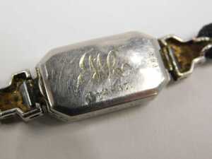 An Art Deco lady's cocktail watch, the case set with tiny diamonds, the dial with blue hands and... - 3