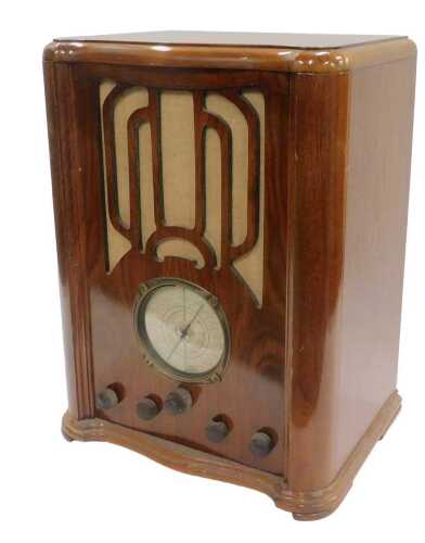 A mid 20thC Ferguson table top receiver radio, circa 1930, probably model 378, 56cm high....