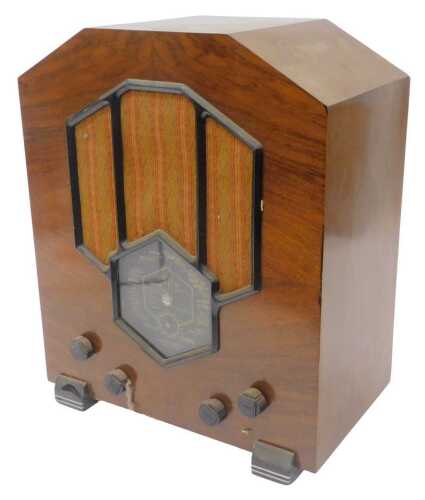 A vintage walnut cased McMichael model 361 radio, 47cm high. WARNING! This lot contains untested...