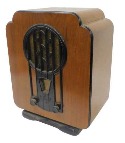 A mid 20thC walnut cased Philips 30A radio, Lentebode style, circa 1932, 55cm high. WARNING!...