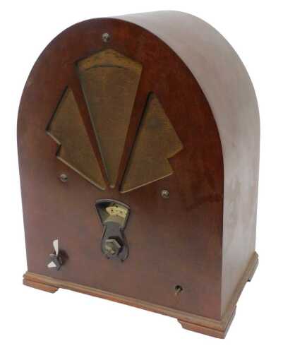 A mid 20thC G Marconi Cathedral type radio, probably CR100 model, 49cm high. WARNING! This lot...