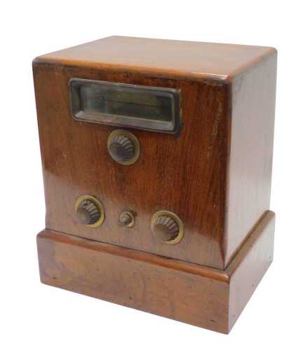 A mid 20thC walnut cased McMichael style radio, 77576, 37cm high. WARNING! This lot contains...