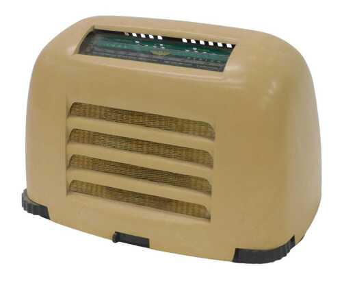 A mid 20thC Bakelite cased Kolster-Brandes FB10 Magic Midget toaster shaped radio, in ivory...