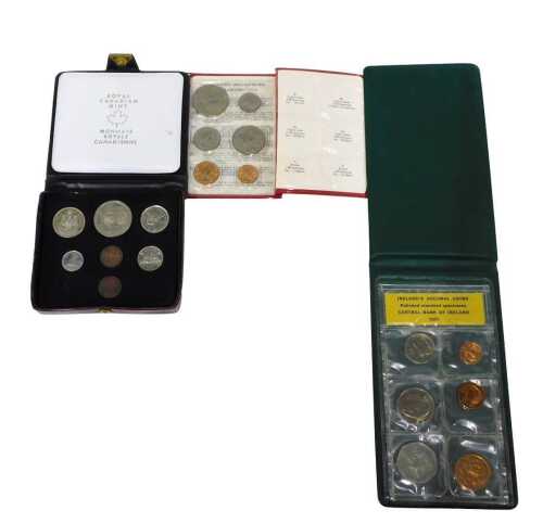 Coin sets, to include Canada Royal Mint 1974 commemorative, Ireland 1971, and Australia 1979. (3)