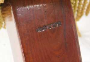 A 19thC mahogany framed library chair, with overstuffed back, arms and deep seat, with turned... - 5