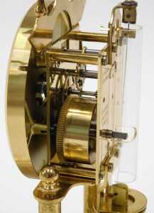 A 20thC Haller anniversary clock, with 8cm diameter dial on turned pillars, in domed case, 20cm... - 4