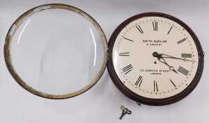 A 19thC mahogany wall clock, with 29cm diameter Roman numeric dial, in plain circular case,... - 2