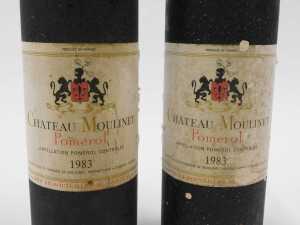 Two bottles of Chateau Moulinet Pomerol 1983 red wine. - 3