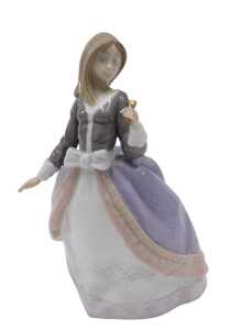 A Lladro figure Angela, girl with pink parasol, 5211, 8cm high (parasol loose), boxed.