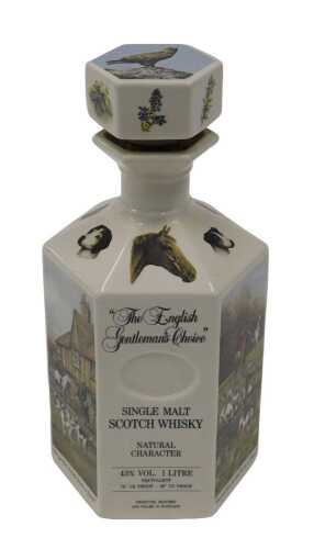 A Gordon Highlander whisky Victoria pottery decanter, 24cm high. (lacking contents)