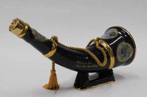 A Robyn Hoode Distilleries single malt whisky horn shaped pottery decanter, transfer printed... - 3